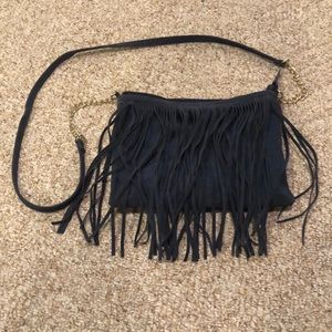 Blue fringe crossbody